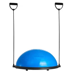VEVOR Half Exercise Ball Trainer, 23 inch Balance Ball Trainer, 660lbs Capacity Stability Ball, Yoga Ball with Resistance Bands & Foot Pump, Strength Fitness Ball for Home Gym, Full Body Workout, Blue
