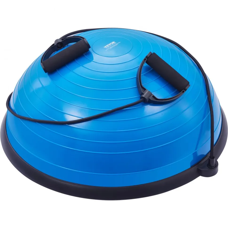 VEVOR Half Exercise Ball Trainer, 23 inch Balance Ball Trainer, 660lbs Capacity Stability Ball, Yoga Ball with Resistance Bands & Foot Pump, Strength Fitness Ball for Home Gym, Full Body Workout, Blue