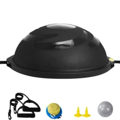 VEVOR Half Exercise Ball Trainer, 23 inch Balance Ball Trainer, 660lbs Capacity Stability Ball, Yoga Ball with Resistance Bands & Foot Pump, Strength Fitness Ball for Home Gym, Full Body Workout, Gray