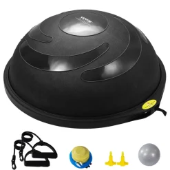 VEVOR Half Exercise Ball Trainer, 26 inch Balance Ball Trainer, 1500lbs Capacity Stability Ball, Yoga Ball with Resistance Bands & Foot Pump, Strength Fitness Ball for Home Gym Full Body Workout, Blue