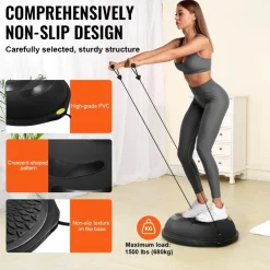 VEVOR Half Exercise Ball Trainer, 26 inch Balance Ball Trainer, 1500lbs Capacity Stability Ball, Yoga Ball with Resistance Bands & Foot Pump, Strength Fitness Ball for Home Gym Full Body Workout, Blue
