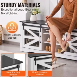 VEVOR Hall Tree Entryway Bench, LED Coat Rack with Shoe Storage, 59