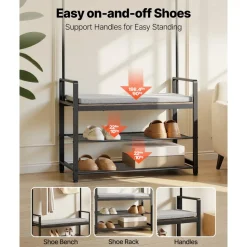 VEVOR Hall Tree, 72 in Coat Rack with Shoe Bench, Freestanding 2-Tier Shoe Rack Storage Organizer with Hooks, Hanging Rod and Wire Shelf, Steel Frame Entrance Coat Holder for Entry, Bedroom, Closet