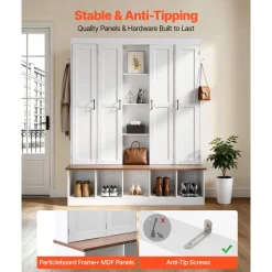 VEVOR Hall Tree with Bench and Shoe Storage, 63