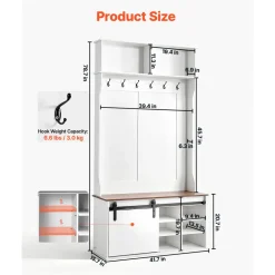 VEVOR Hall Tree with Bench and Shoe Storage, 42