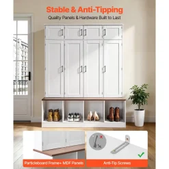 VEVOR Hall Tree with Bench and Shoe Storage, 59