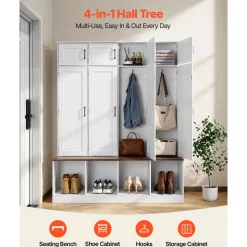 VEVOR Hall Tree with Bench and Shoe Storage, 59