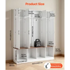VEVOR Hall Tree with Bench and Shoe Storage, 59