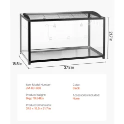 VEVOR Hamster Cage, 360° Viewing Transparent Hamster Habitats, Small Animal Cage, 37.8 x 18.5 x 21.7 in, Ventilated Pet Mouse Cages with Front Door, Portable Hamster House for Rats, Guinea Pigs