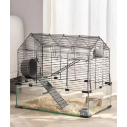 VEVOR Hamster Cage, 360° Viewing Transparent Hamster Habitats, Small Animal Cage, 22.8 x 15 x 21.3 in, Ventilated Pet Mouse Cages with Water Bottle, Portable Hamster House for Rats, Guinea Pigs