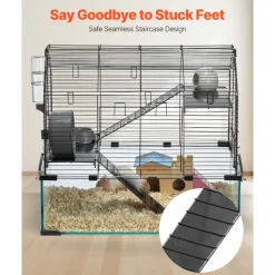 VEVOR Hamster Cage, 360° Viewing Transparent Hamster Habitats, Small Animal Cage, 22.8 x 15 x 21.3 in, Ventilated Pet Mouse Cages with Water Bottle, Portable Hamster House for Rats, Guinea Pigs