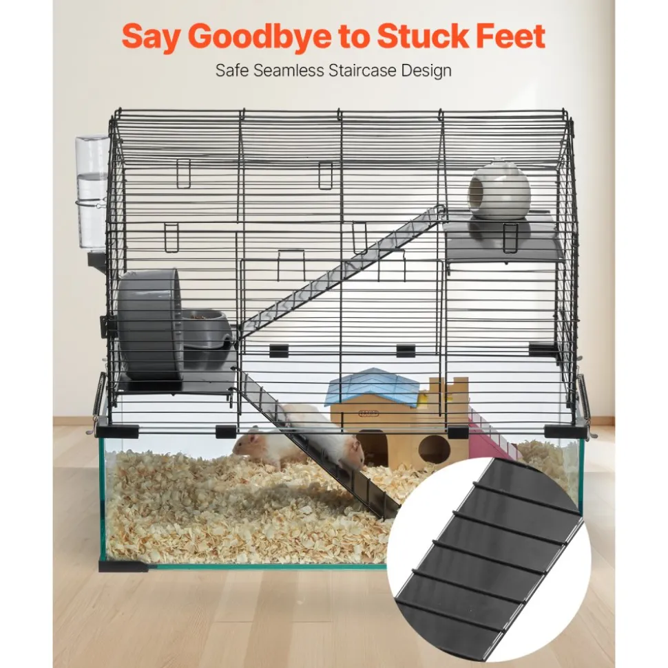 VEVOR Hamster Cage, 360° Viewing Transparent Hamster Habitats, Small Animal Cage, 22.8 x 15 x 21.3 in, Ventilated Pet Mouse Cages with Water Bottle, Portable Hamster House for Rats, Guinea Pigs