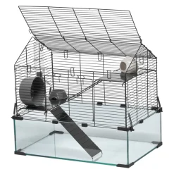 VEVOR Hamster Cage, 360° Viewing Transparent Hamster Habitats, Small Animal Cage, 22.8 x 15 x 21.3 in, Ventilated Pet Mouse Cages with Water Bottle, Portable Hamster House for Rats, Guinea Pigs