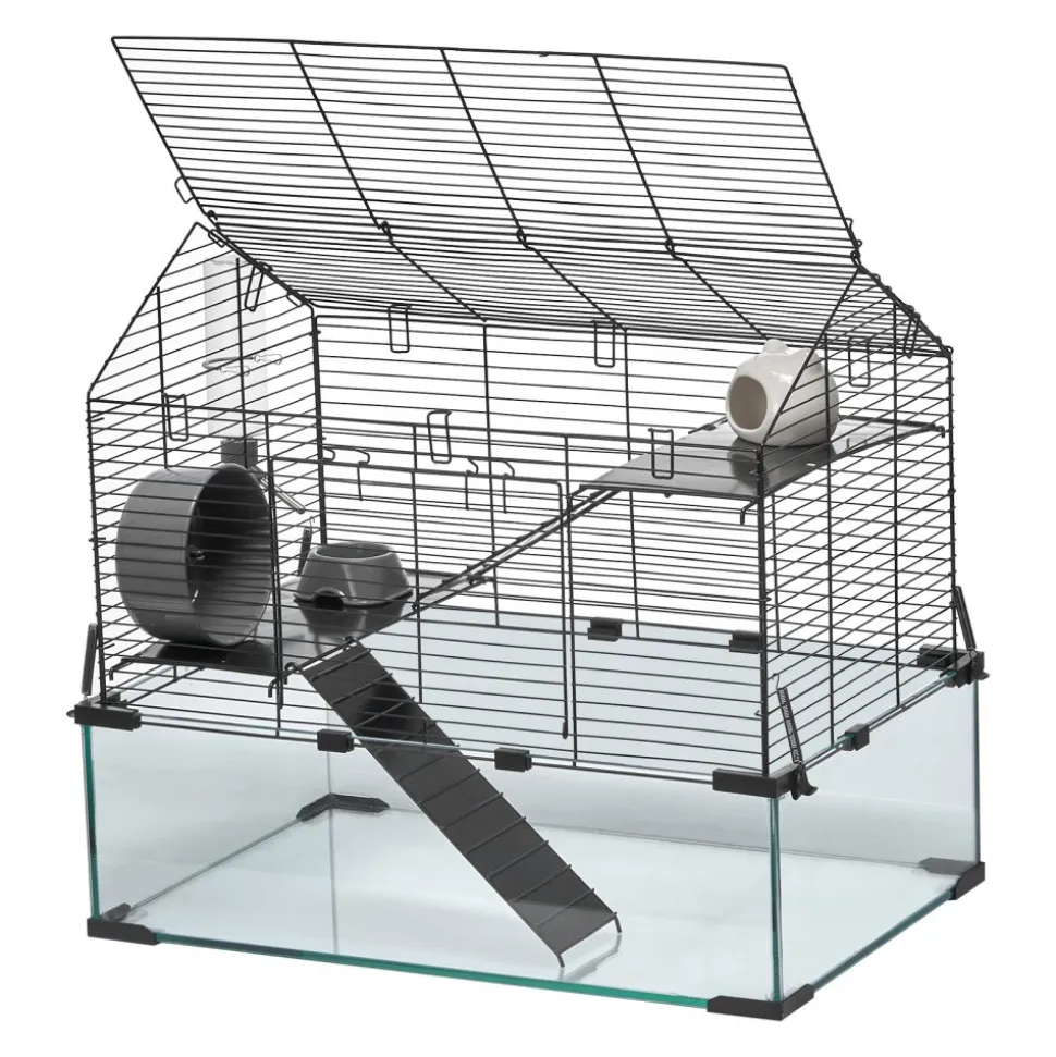 VEVOR Hamster Cage, 360° Viewing Transparent Hamster Habitats, Small Animal Cage, 22.8 x 15 x 21.3 in, Ventilated Pet Mouse Cages with Water Bottle, Portable Hamster House for Rats, Guinea Pigs