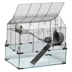 VEVOR Hamster Cage, 360° Viewing Transparent Hamster Habitats, Small Animal Cage, 22.8 x 15 x 21.3 in, Ventilated Pet Mouse Cages with Water Bottle, Portable Hamster House for Rats, Guinea Pigs