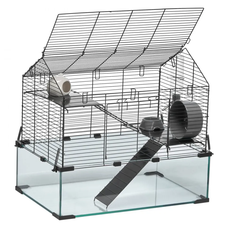 VEVOR Hamster Cage, 360° Viewing Transparent Hamster Habitats, Small Animal Cage, 22.8 x 15 x 21.3 in, Ventilated Pet Mouse Cages with Water Bottle, Portable Hamster House for Rats, Guinea Pigs