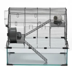 VEVOR Hamster Cage, 360° Viewing Transparent Hamster Habitats, Small Animal Cage, 22.8 x 15 x 21.3 in, Ventilated Pet Mouse Cages with Water Bottle, Portable Hamster House for Rats, Guinea Pigs