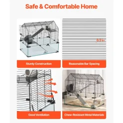 VEVOR Hamster Cage, 360° Viewing Transparent Hamster Habitats, Small Animal Cage, 22.8 x 15 x 21.3 in, Ventilated Pet Mouse Cages with Water Bottle, Portable Hamster House for Rats, Guinea Pigs