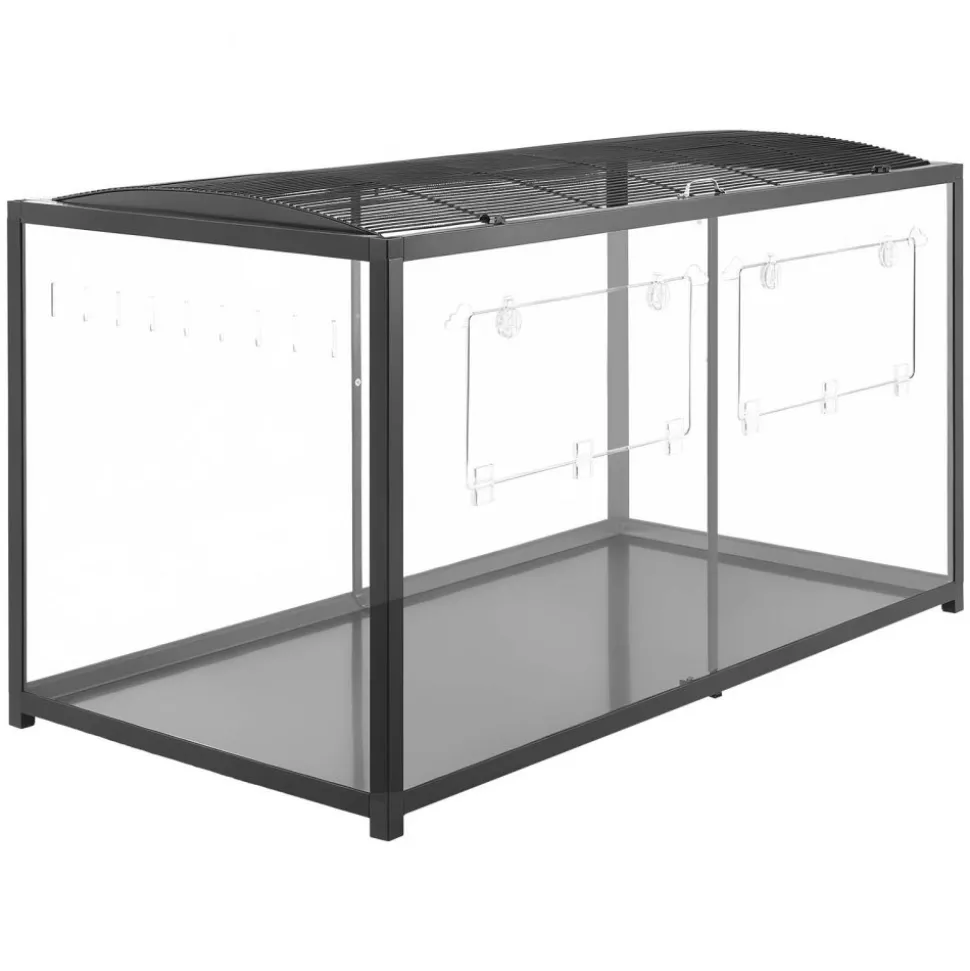 VEVOR Hamster Cage 47.2"x23.6"x25.4" 360° Viewing Metal Hamster Habitat, Transparent Small Animal Cage with Top Access & Front Door, Large Portable Pet House for Guinea Pig, Gerbil (7.7 ft², Black)