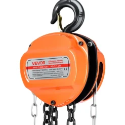 VEVOR Hand Chain Hoist, 1 Ton 2200 lbs Capacity, Manual Chain Block with Upgrade G80 Galvanized Chain, 10 ft Lifting Height, Heavy Duty Pulley Hoist for Garage Warehouse Automotive Machinery, Orange