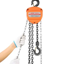 VEVOR Hand Chain Hoist, 1/2 Ton 1100 lbs Capacity, Manual Chain Block with Upgrade G80 Galvanized Chain, 10 ft Lifting Height, Heavy Duty Pulley Hoist for Garage Warehouse Automotive Machinery, Orange