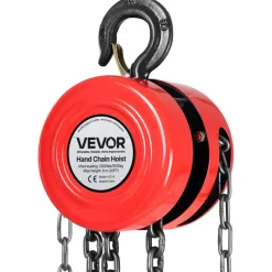 VEVOR Hand Chain Hoist, 1 Ton 2200 lbs Capacity, Manual Chain Block with Upgrade G70 Galvanized Chain, 20 ft Lifting Height, Heavy Duty Pulley Hoist for Garage Warehouse Automotive Machinery, Red