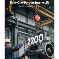 VEVOR Hand Chain Hoist, 1 Ton 2200 lbs Capacity, Manual Chain Block with Upgrade G80 Galvanized Chain, 20 ft Lifting Height, Heavy Duty Pulley Hoist for Garage Warehouse Automotive Machinery, Orange