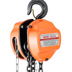 VEVOR Hand Chain Hoist, 1 Ton 2200 lbs Capacity, Manual Chain Block with Upgrade G80 Galvanized Chain, 20 ft Lifting Height, Heavy Duty Pulley Hoist for Garage Warehouse Automotive Machinery, Orange