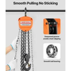 VEVOR Hand Chain Hoist, 1 Ton 2200 lbs Capacity, Manual Chain Block with Upgrade G70 Galvanized Chain, 8 ft Lifting Height, Heavy Duty Pulley Hoist for Garage Warehouse Automotive Machinery, Red