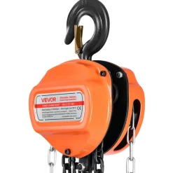 VEVOR Hand Chain Hoist, 3 Ton 6600 lbs Capacity, Manual Chain Block with Upgrade G80 Galvanized Chain, 10 ft Lifting Height, Heavy Duty Pulley Hoist for Garage Warehouse Automotive Machinery, Orange