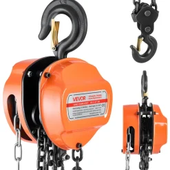 VEVOR Hand Chain Hoist, 3 Ton 6600 lbs Capacity, Manual Chain Block with Upgrade G80 Galvanized Chain, 10 ft Lifting Height, Heavy Duty Pulley Hoist for Garage Warehouse Automotive Machinery, Orange