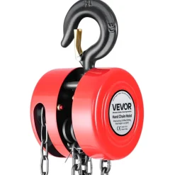 VEVOR Hand Chain Hoist, 1 Ton 2200 lbs Capacity, Manual Chain Block with Upgrade G70 Galvanized Chain, 10 ft Lifting Height, Heavy Duty Pulley Hoist for Garage Warehouse Automotive Machinery, Red