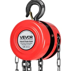 VEVOR Hand Chain Hoist, 1 Ton 2200 lbs Capacity, Manual Chain Block with Upgrade G70 Galvanized Chain, 10 ft Lifting Height, Heavy Duty Pulley Hoist for Garage Warehouse Automotive Machinery, Red