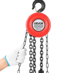 VEVOR Hand Chain Hoist, 1 Ton 2200 lbs Capacity, Manual Chain Block with Upgrade G70 Galvanized Chain, 10 ft Lifting Height, Heavy Duty Pulley Hoist for Garage Warehouse Automotive Machinery, Red