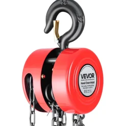 VEVOR Hand Chain Hoist, 2 Ton 4400 lbs Capacity, Manual Chain Block with Upgrade G70 Galvanized Chain, 10 ft Lifting Height, Heavy Duty Pulley Hoist for Garage Warehouse Automotive Machinery, Red