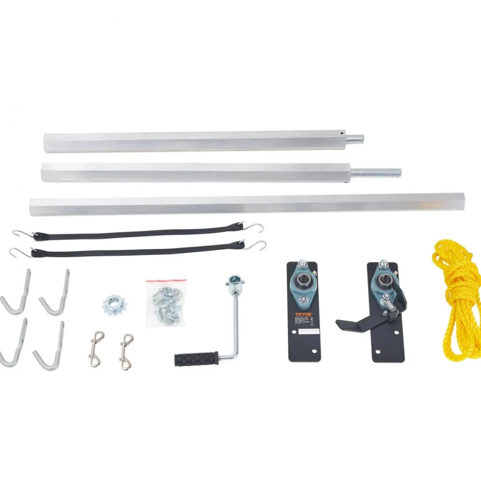VEVOR Hand Crank Tarp Roller Kit, 64" to 104" Wide, Aluminum Alloy, Manual Cab Level Dump Truck Tarp Roller with 7" Sponge-Wrapped Handle, Perfect for Dump Trucks, Trailers, Trash Haulers (No Tarp)