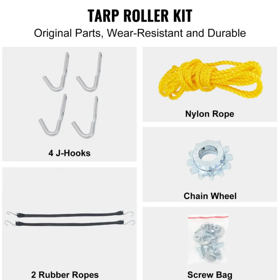 VEVOR Hand Crank Tarp Roller Kit, 64" to 104" Wide, Aluminum Alloy, Manual Cab Level Dump Truck Tarp Roller with 7" Sponge-Wrapped Handle, Perfect for Dump Trucks, Trailers, Trash Haulers (No Tarp)