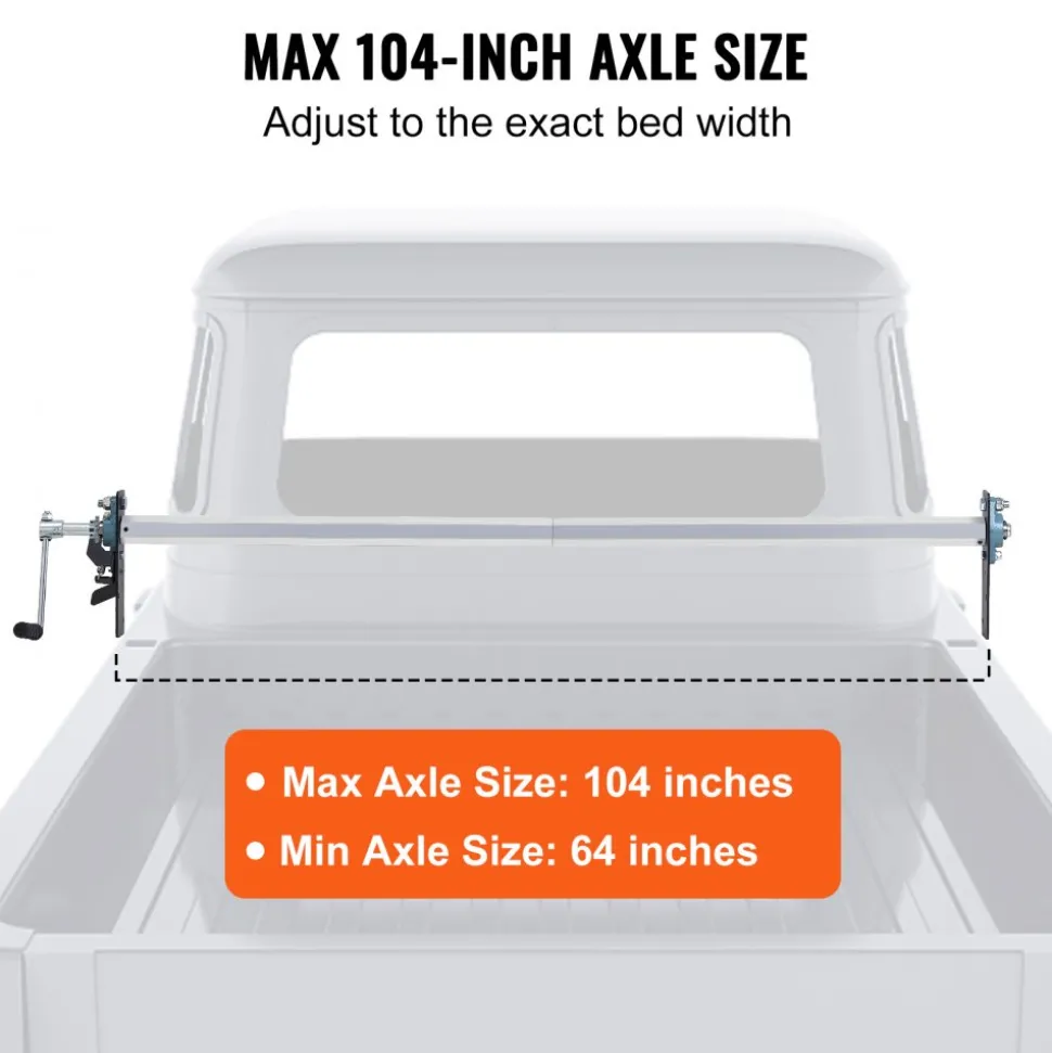 VEVOR Hand Crank Tarp Roller Kit, 64" to 104" Wide, Aluminum Alloy, Manual Cab Level Dump Truck Tarp Roller with 7" Sponge-Wrapped Handle, Perfect for Dump Trucks, Trailers, Trash Haulers (No Tarp)