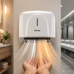 VEVOR Hand Dryer, 2 Pack 1300W Bathroom Air Hand Dryer, Automatic High Speed with HEPA Filter, Fast Drying, ABS Construction, AC110-120V Commercial Wall Mounted for Home Bathroom, Guest Room,Homestay