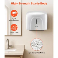 VEVOR Hand Dryer, 2 Pack 1300W Bathroom Air Hand Dryer, Automatic High Speed with HEPA Filter, Fast Drying, ABS Construction, AC110-120V Commercial Wall Mounted for Home Bathroom, Guest Room,Homestay