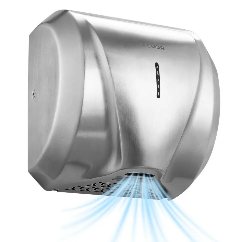 VEVOR Hand Dryer, 1800W Bathroom Air Hand Dryer, Automatic High Speed with HEPA Filter, Fast Drying, Heavy Duty Brushed Stainless Steel, AC110-120V Commercial Wall Mounted for Restroom, Hotel, Office