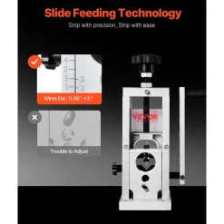 VEVOR Hand-Operated Wire Stripper, 0.06''-1.5'' Cable Removal Tool, Drill Attachment Option, Clear Depth Gauge, Lightweight Aluminum Build for Efficient Copper Scrap Processing