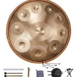 VEVOR Handpan Drum, 22 in & 10 Notes, D Minor Hand Drum, Hand Pan Drum Instrument with Mallets, 432Hz Handpan Stand & Carry Bag, Steel Healing Sound Drum, Percussion Instruments for Adults Beginners