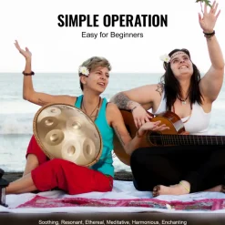 VEVOR Handpan Drum, 22 in & 12 Notes, D Minor Hand Drum, Hand Pan Drum Instrument with Mallets, 440Hz Handpan Stand & Carry Bag, Steel Healing Sound Drum, Percussion Instruments for Adults Beginners