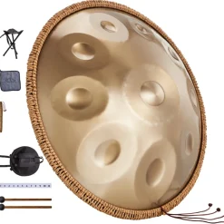 VEVOR Handpan Drum, 22 in & 12 Notes, D Minor Hand Drum, Hand Pan Drum Instrument with Mallets, 440Hz Handpan Stand & Carry Bag, Steel Healing Sound Drum, Percussion Instruments for Adults Beginners
