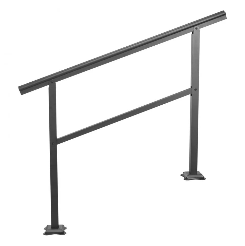 VEVOR Handrail Outdoor Stairs 47.6 X 35.2 Inch Outdoor Handrail Outdoor Stair Railing Adjustable from 0 to 30 Degrees Handrail for Stairs Outdoor Aluminum Black Stair Railing Fit 3-4 Steps