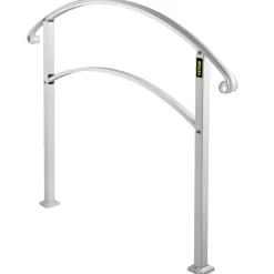 VEVOR Handrails for Outdoor Steps, Fit 1 or 3 Steps Outdoor Stair Railing, White Wrought Iron Handrail, Flexible Front Porch Hand Rail, Transitional Handrails for Concrete Steps or Wooden Stairs
