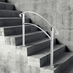 VEVOR Handrails for Outdoor Steps, Fit 1 or 3 Steps Outdoor Stair Railing, White Wrought Iron Handrail, Flexible Front Porch Hand Rail, Transitional Handrails for Concrete Steps or Wooden Stairs