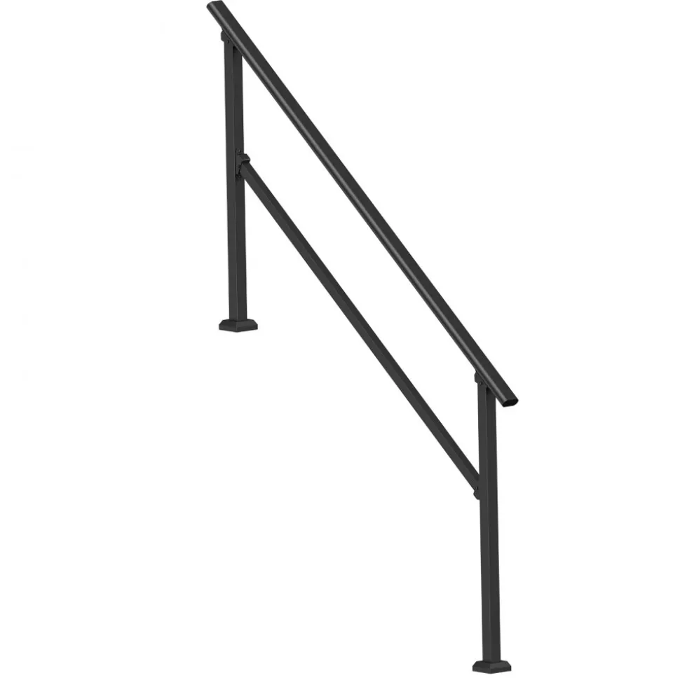 VEVOR Handrails for Outdoor Steps, 5 Step Stair Hand Rail Kit, Transitional Carbon Steel Railings with Installation Kit, Stair Rails for Seniors, Concrete Steps & Porch & Deck, Black Retro Arch