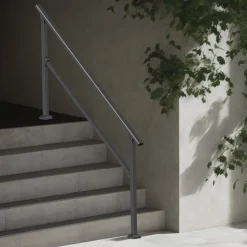 VEVOR Handrails for Outdoor Steps, 5 Step Stair Hand Rail Kit, Transitional Carbon Steel Railings with Installation Kit, Stair Rails for Seniors, Concrete Steps & Porch & Deck, Black Retro Arch
